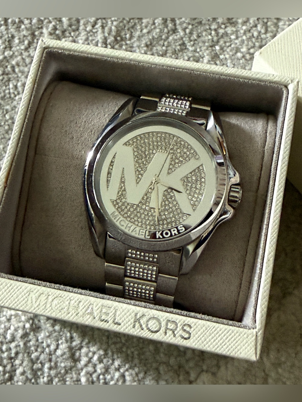 Michael Kors Silver Crystal MK Logo Men’s Watch